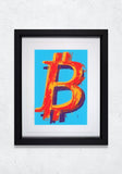 Mr. Brainwash bitcoin blue framed