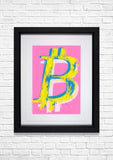 Mr Brainwash bitcoin artwork pink