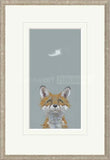 Framed artwork of a fox with a feather on a light blue background, featuring the brand 'Fine Cell Work'.