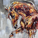 Unframed painting of a horse in profile
