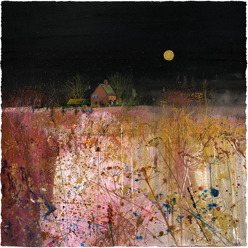 Paul Evans Night landscape colour with moon art print