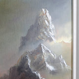 Painting of a mountain peak with a soft focus effect