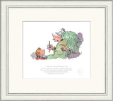 framed Illustration of a child and a woman with text on a white background