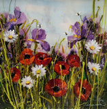 Rozanne Bell Iris and Poppies Original Framed Resin Artwork