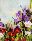 Rozanne Bell Iris and Poppies Original Framed Resin Artwork