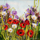 Rozanne Bell Iris and Poppies Original Framed Resin Artwork