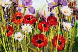 Rozanne Bell Iris and Poppies Original Framed Resin Artwork