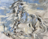 Galloping Horse on Blue and Grey background unframed