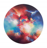 Colourful cloud pattern on a circular background