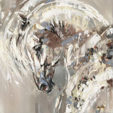 Abstract painting of a horse's head in neutral tones.