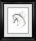 Horse in drawing with head bowing down