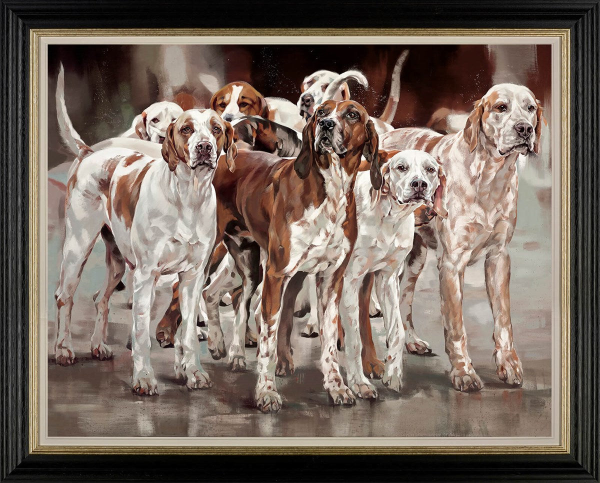 Debbie Boon hounds limited edition canvas art print 'The regiment'