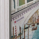 textured cityscape of curved bridge with the text 'piazza venezia' overlayed.