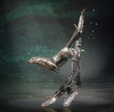 Richard Cooper solid bronze sculpture otter swimming 1092