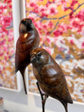 Adam Binder Pair of Sparrows bronze bird sculpture
