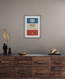 A framed art with typeface 'American Psycho' and 'Donald J Trump' 