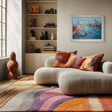Framed London cityscape in colourful room 