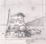Fiat 500 Hyde sketch on the beach II Original