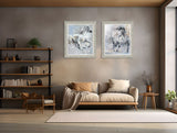 free spirit and intuition artwork pairing on wall in living room