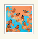 Heidi Langridge - Bullfinches in orange and blue
