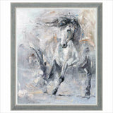 Abstract painting of a horse in a gray frame