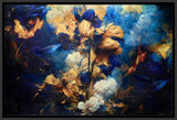 Dark blue and gold Floral original with frame 
