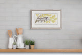 Limited edition bird art print in kitchen setting