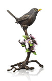 1046 blackbird with blossom hand painted solid bronze