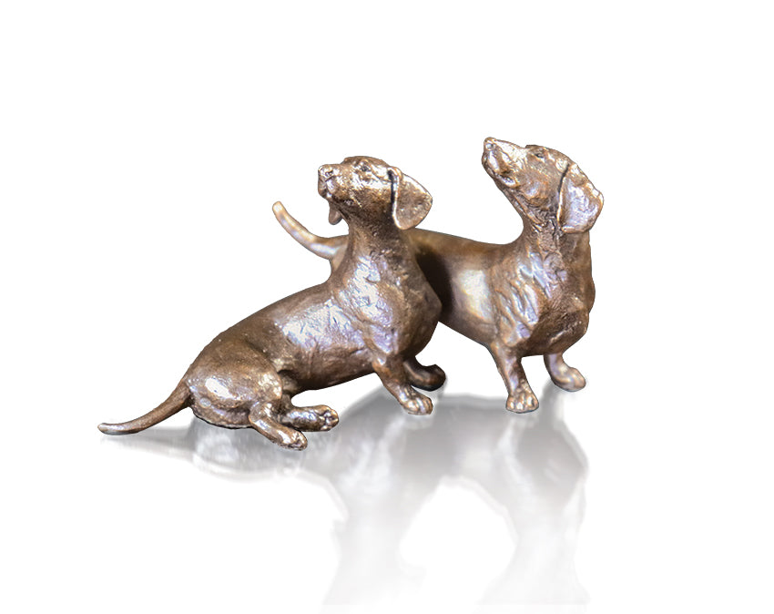 Richard Cooper solid bronze sculpture dachshund pair 1096