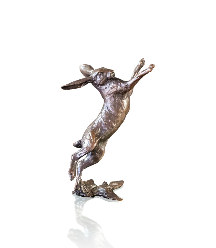 Richard Cooper solid bronze hare sculpture small hare boxing 1118