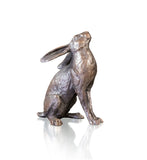 Richard Cooper solid bronze sculpture medium hare moon gazing 1119