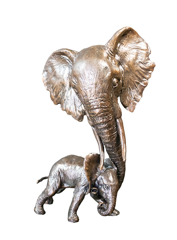 Richard cooper elephant & calf solid bronze 