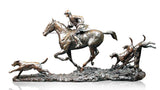 Richard Cooper solid bronze sculpture open fields horse & hounds