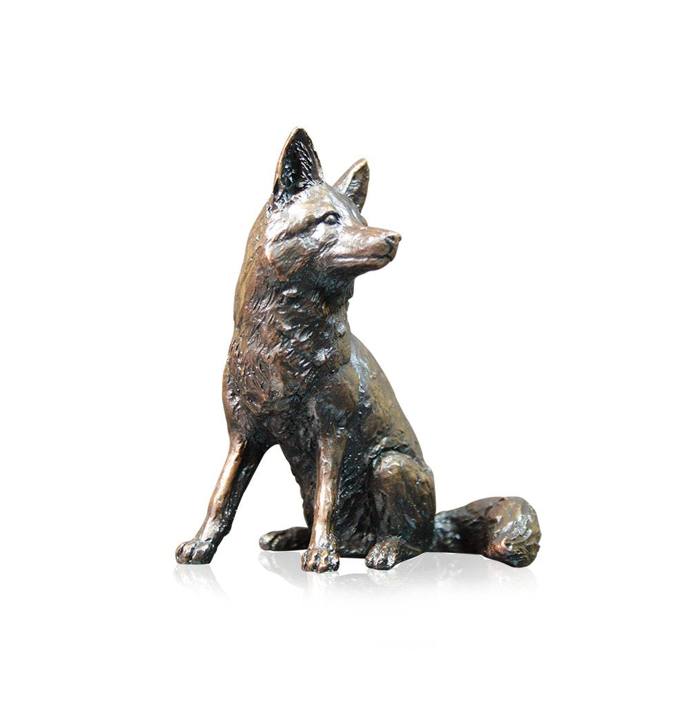 976 Fox sitting solid bronze sculpture Richard Cooper