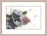 Aaminah Snowdon Morning cow framed art print