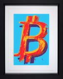 Mr. Brainwash bitcoin blue framed