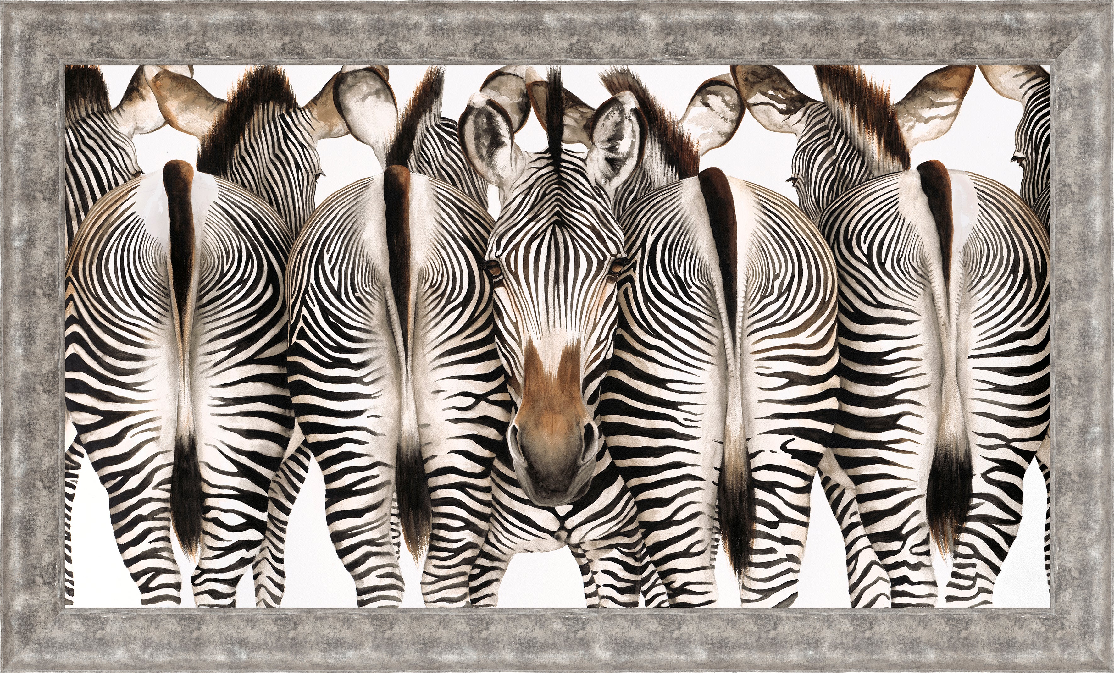 Dominique Salm Cheek to Cheek Canvas framed zebras