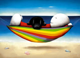 Doug Hyde Beach Scene limited edition artwork 'Wish you were here?'