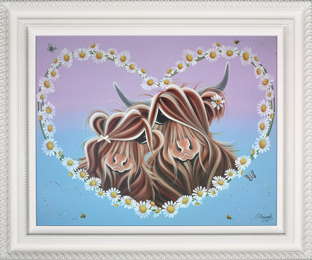 Jennifer Hogwood Highland cows Daisy Chain framed hearts