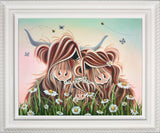 Jennifer Hogwood Highland cows Hazy Daisy limited edition framed in white