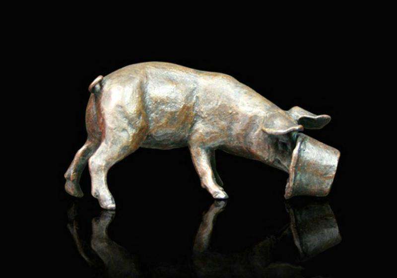 Richard Cooper Little Pig Bronze sculpture