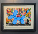 Mr Brainwash Jeff Koons Inspired Puppy Love Blue Limited Edition Art Print Framed