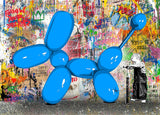 Mr Brainwash Jeff Koons Inspired Puppy Love Blue Limited Edition Art Print Framed