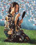 Perez Geisha with white flowers II unframed limited edition