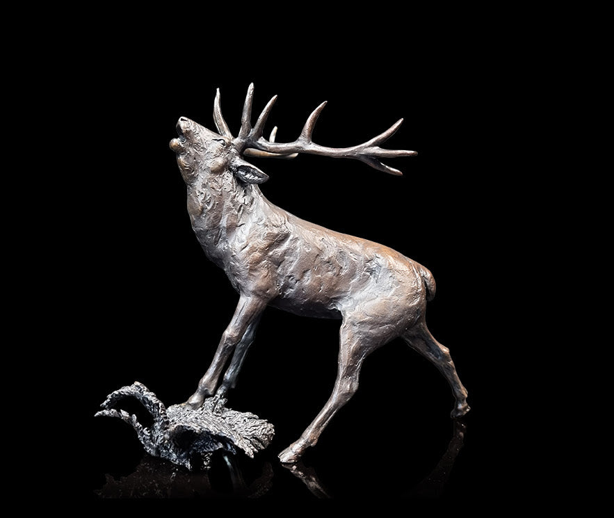 Richard Cooper Stag roaring solid bronze sculpture