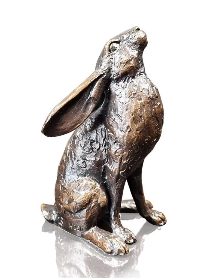 Small Hare moon gazing richard cooper bronze sculpture