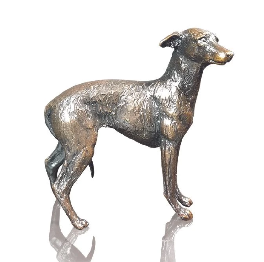 Richard Cooper Small Lurcher bronze sculpture