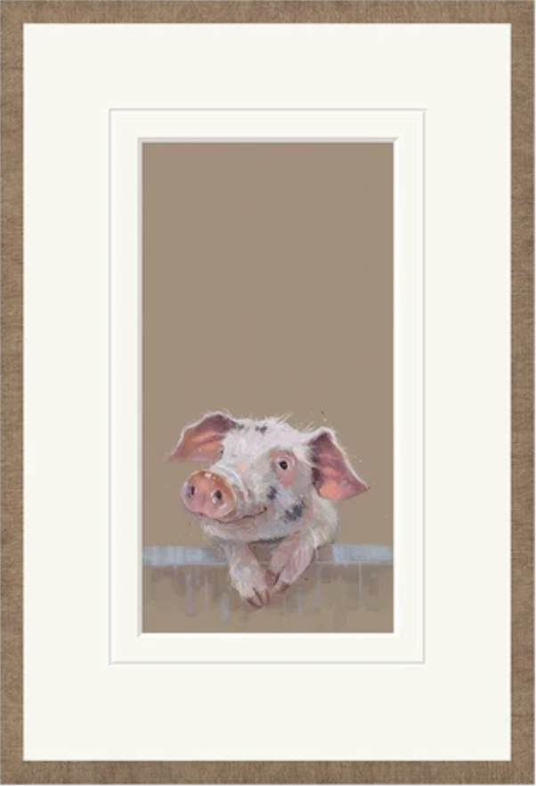 Nicky Litchfield Village Gossip framed pig artwork