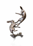 Richard Cooper bronze sculpture small hares boxing 1139