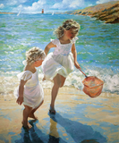 Sherree Valentine Daines artwork Carefree happy days beach scene children